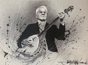 Steve on Banjo - AP BLACK AND WHITE